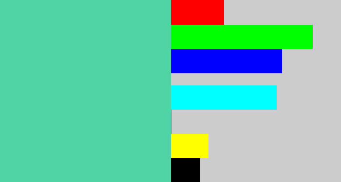 Hex color #50d3a5 - greeny blue