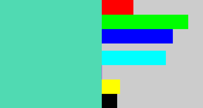 Hex color #50dab2 - light greenish blue