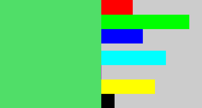Hex color #50de68 - lightish green