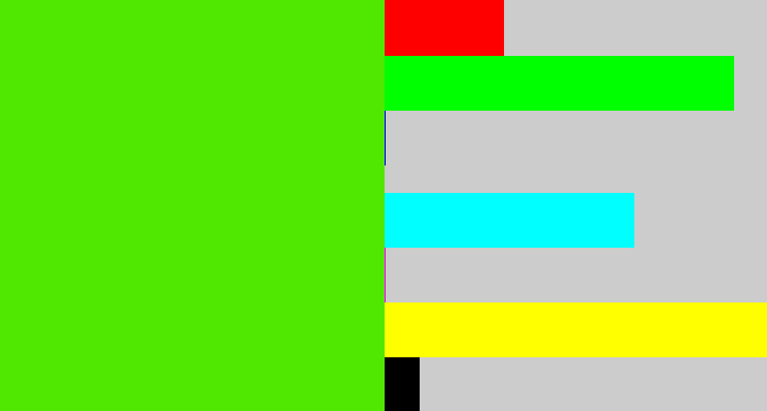 Hex color #50e701 - bright lime green
