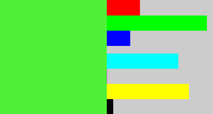 Hex color #50f038 - toxic green