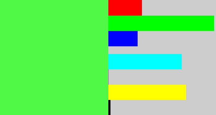 Hex color #50f946 - light neon green