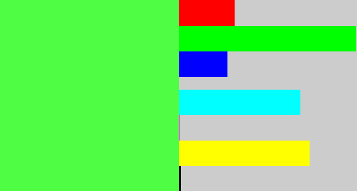 Hex color #50fd45 - light neon green