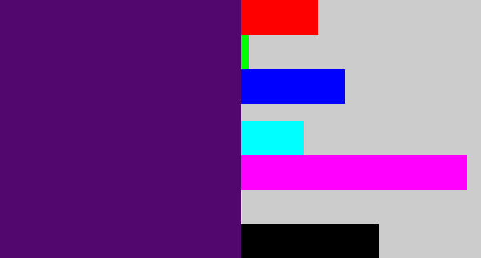 Hex color #51076e - royal purple