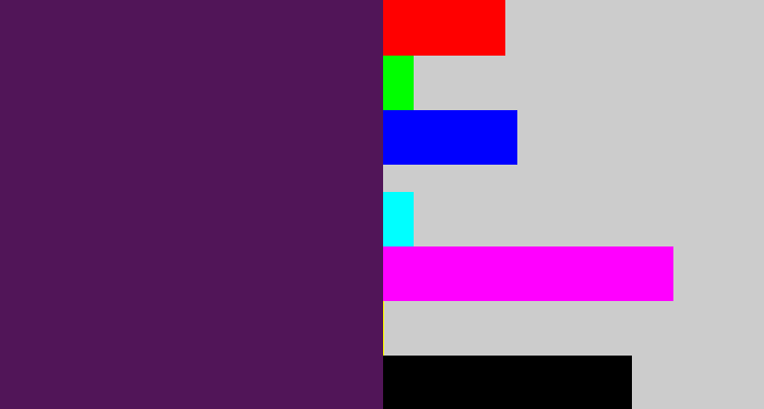 Hex color #511558 - grape purple