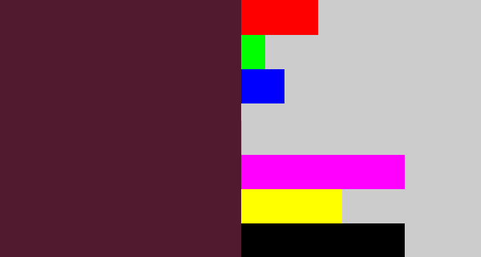 Hex color #511a2f - plum