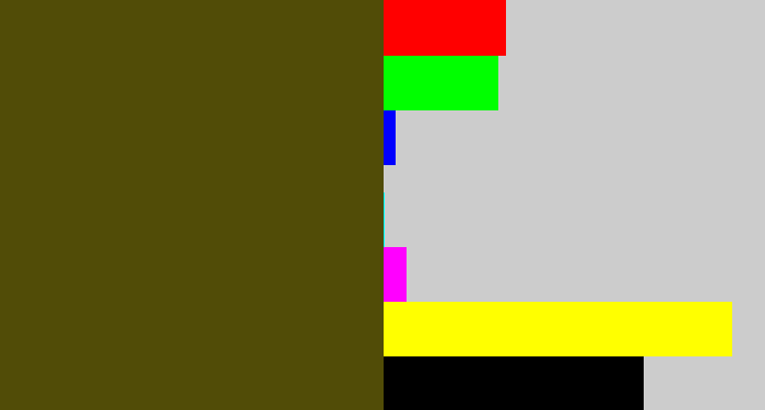 Hex color #514c07 - green brown