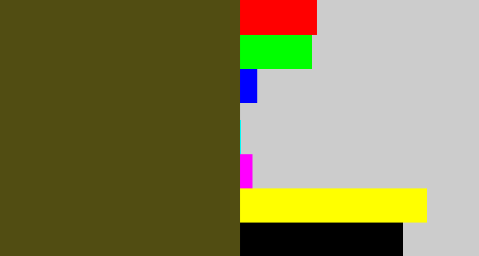 Hex color #514d12 - green brown