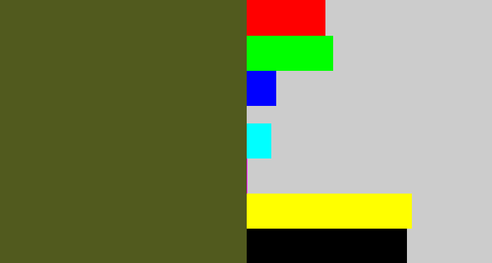 Hex color #515a1e - army green