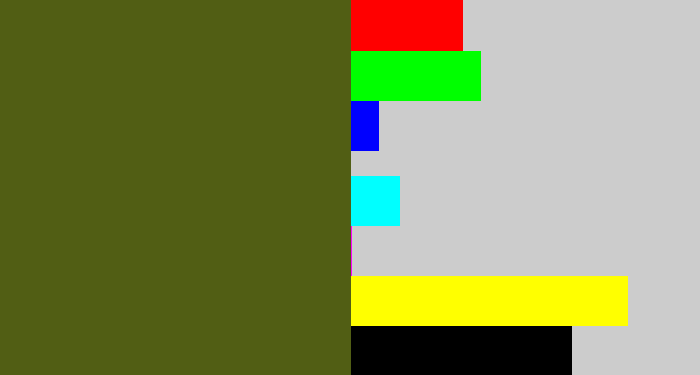 Hex color #515e14 - army green