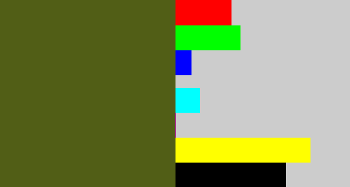 Hex color #515e16 - army green