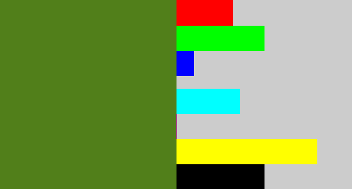 Hex color #517f1a - sap green