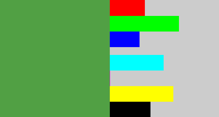 Hex color #51a044 - mid green