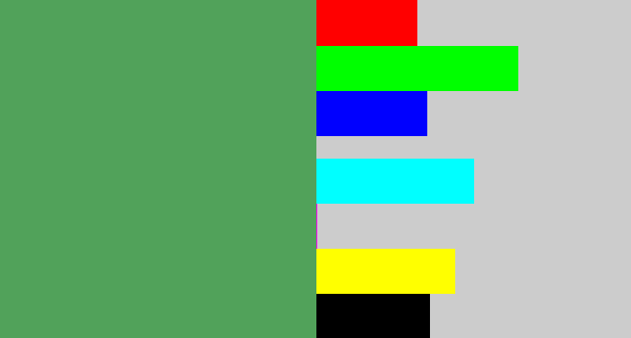 Hex color #51a25a - dark pastel green
