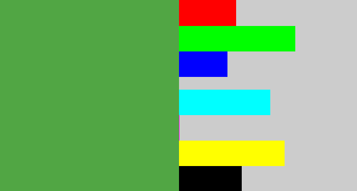 Hex color #51a644 - mid green