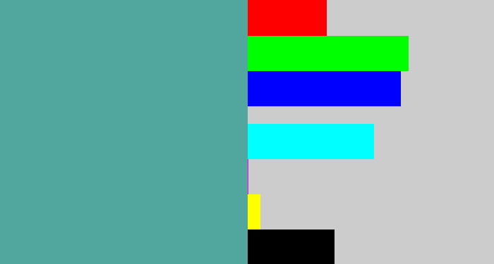 Hex color #51a79e - greeny blue