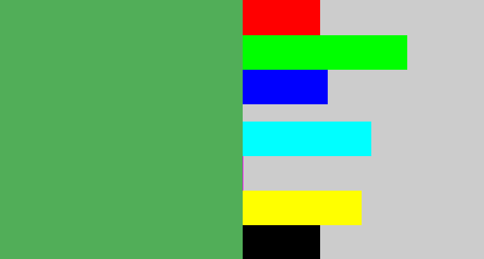 Hex color #51ae58 - dark pastel green
