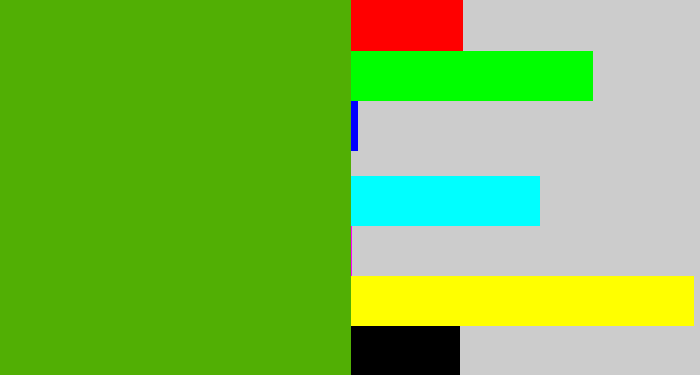 Hex color #51af04 - kermit green