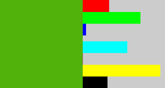Hex color #51b20b - frog green