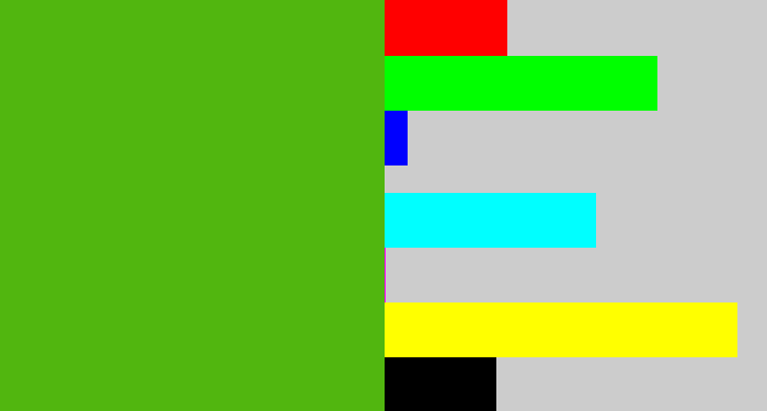 Hex color #51b60f - frog green