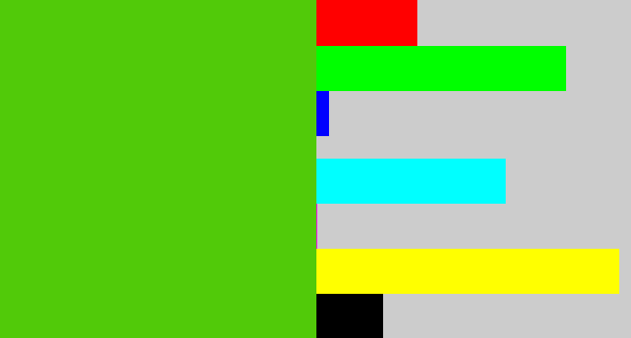 Hex color #51ca09 - frog green