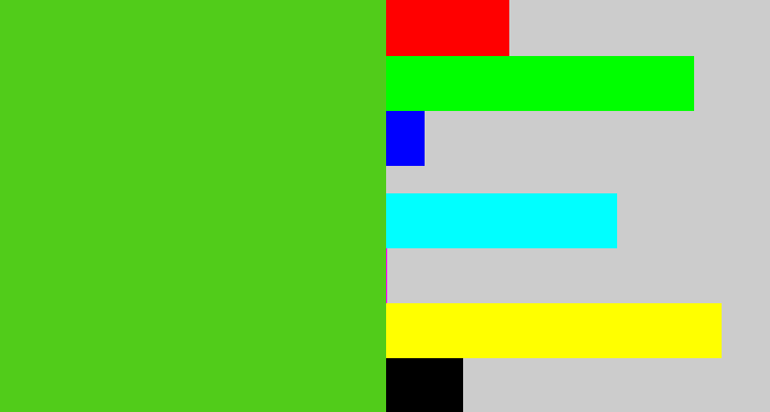 Hex color #51cc1a - green apple