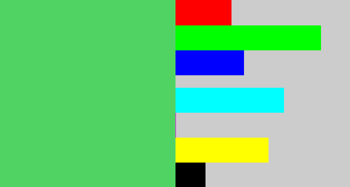 Hex color #51d364 - lightish green