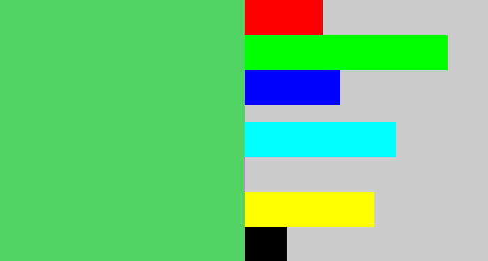Hex color #51d463 - lightish green