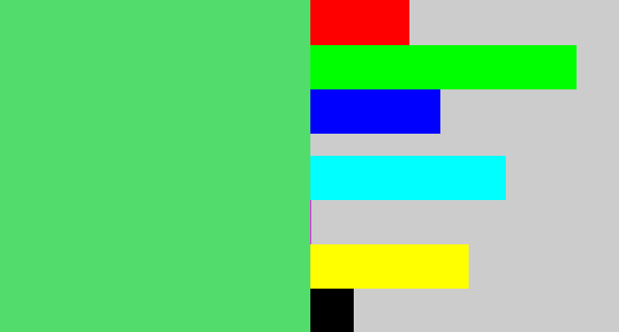 Hex color #51dc6b - lightish green