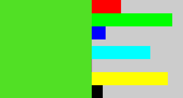 Hex color #51e025 - green apple