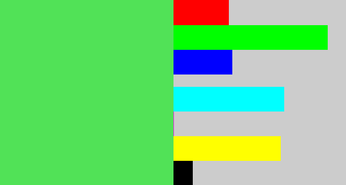 Hex color #51e257 - lightish green