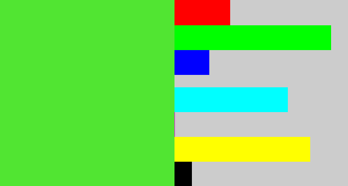 Hex color #51e532 - toxic green