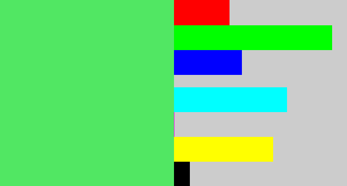 Hex color #51e763 - lightish green