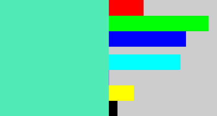 Hex color #51ebb5 - light greenish blue