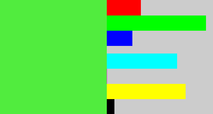 Hex color #51ec3e - light neon green