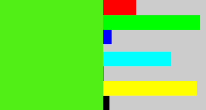 Hex color #51ef15 - poison green