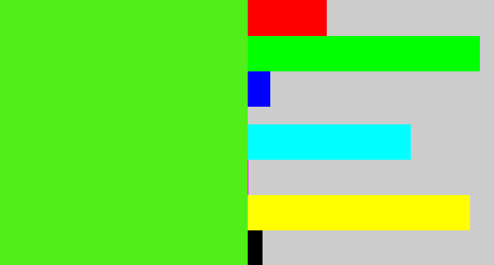 Hex color #51ef17 - poison green