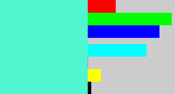 Hex color #51f5d0 - light greenish blue