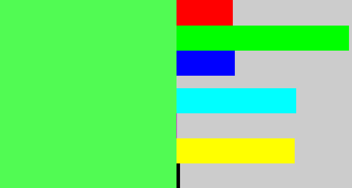 Hex color #51fb53 - light neon green