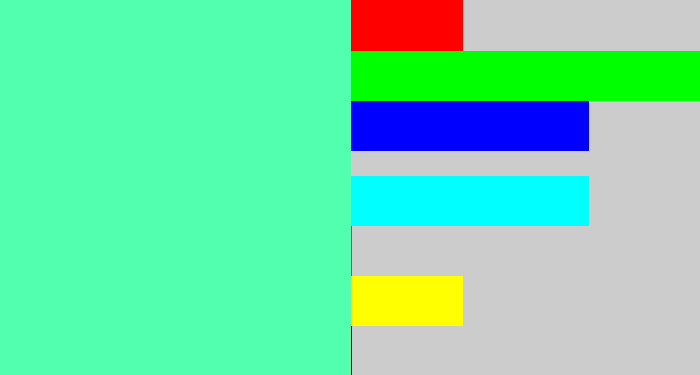 Hex color #51ffae - light green blue