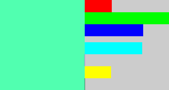 Hex color #51ffb0 - light green blue