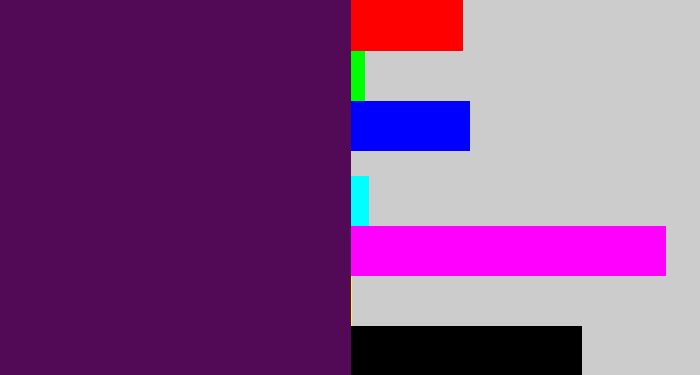 Hex color #520956 - plum purple