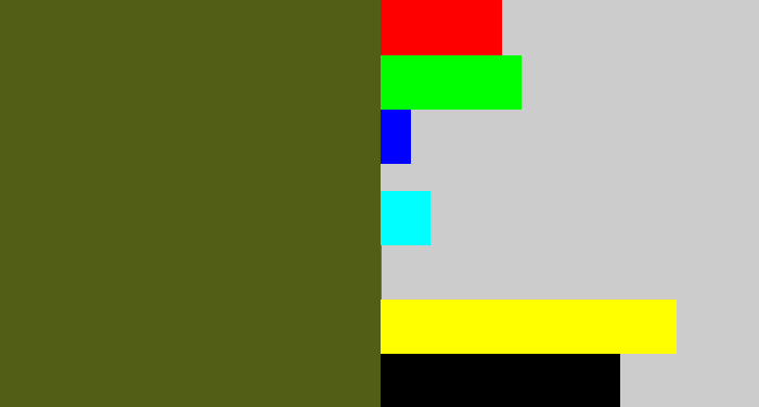 Hex color #525e15 - army green