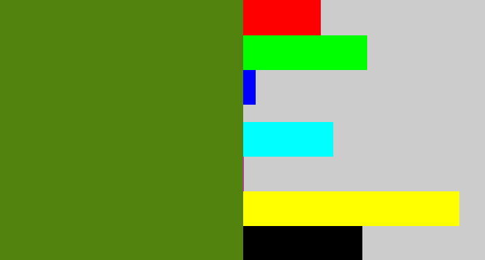 Hex color #52830e - sap green