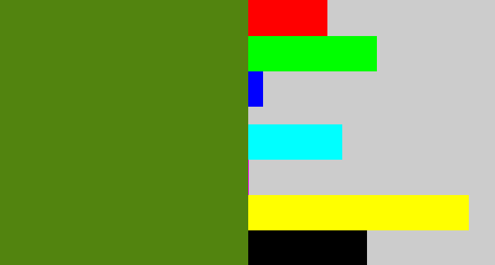 Hex color #52840f - sap green