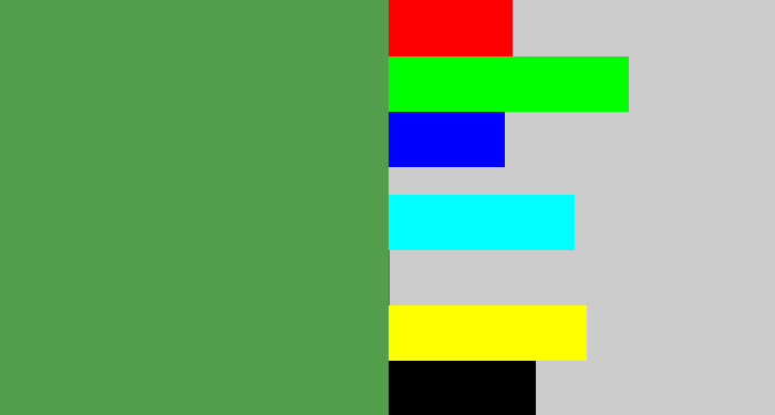 Hex color #529e4d - mid green