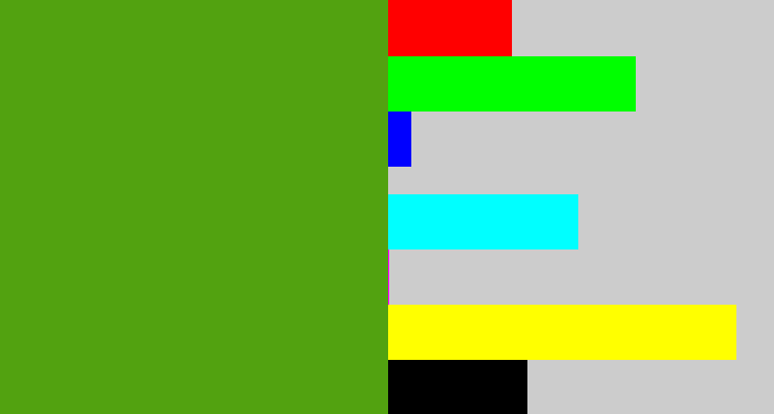 Hex color #52a210 - lawn green