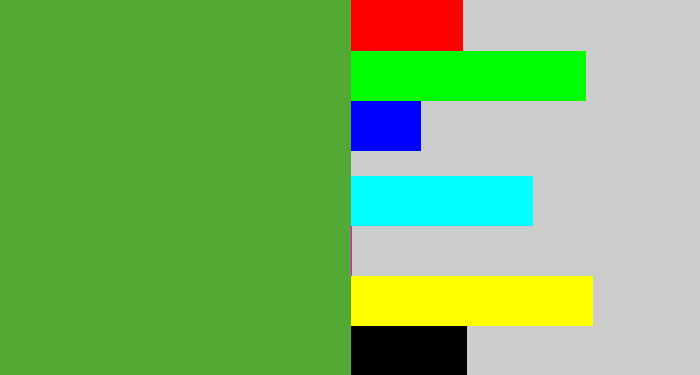 Hex color #52aa34 - grass