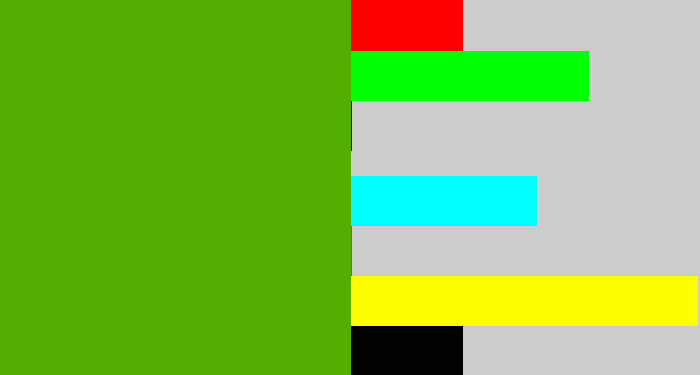 Hex color #52ae01 - kermit green