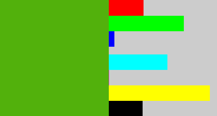 Hex color #52b10c - frog green